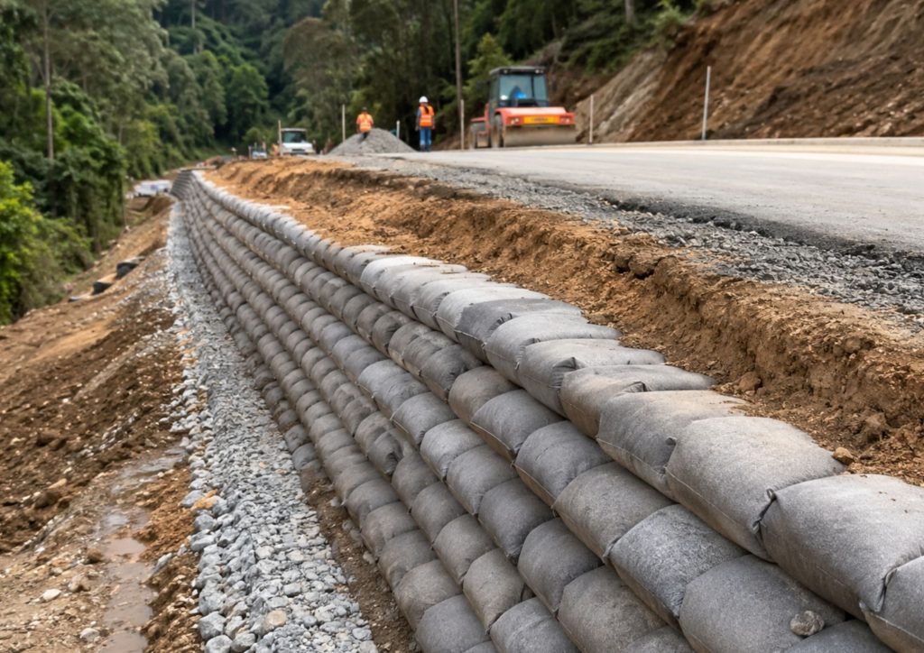 Concrete Bag Road Support